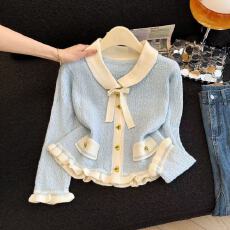 批发实拍自留款~2025新款羊毛针织女显瘦海军领百搭小个子上衣chic潮