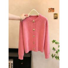 批发大码遮肚子设计感灰色针织开衫女秋冬胖妹妹宽松显瘦短款毛衣外套