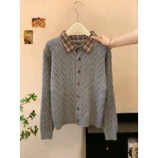 批发宋正恩高级灰拼格子针织毛衣<b class='q'>开衫</b>女春季2026新款巨好看翻领外套