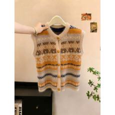 批发实拍高级感菱形提花针织开衫马夹女春季新款外搭无袖叠穿背心上衣