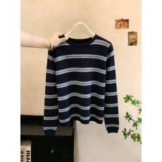 批发实拍简约气质减龄条纹<b class='q'>针织衫</b>女春秋显瘦百搭通勤休闲打底上衣chic