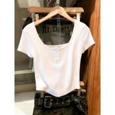 批发实拍韩版辣妹性感露脐短袖针织衫女短款上衣2026夏新款纯欲风chic