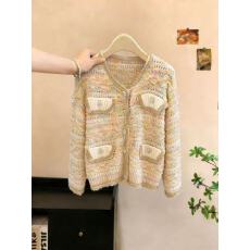 批发实拍小香风外套女新款春季高端上衣针织慵懒风高级感小个子<b class='q'>毛衣</b>