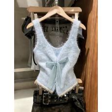 批发实拍法式蕾丝上衣针织<b class='q'>背心</b>2026春季胖mm显瘦气质韩系漂亮<b class='q'>毛衣</b>chic