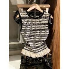 批发实拍法式撞色流苏针织背心夏外穿复古宽松慵懒风镂空坎肩无袖上衣