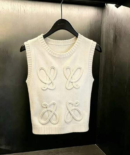 실사 루즈핏 슬림해 보이는 우아함 연령 감소 새로운 자카드 니트 조끼 여성 미니멀리즘 민소매 맨위 chic