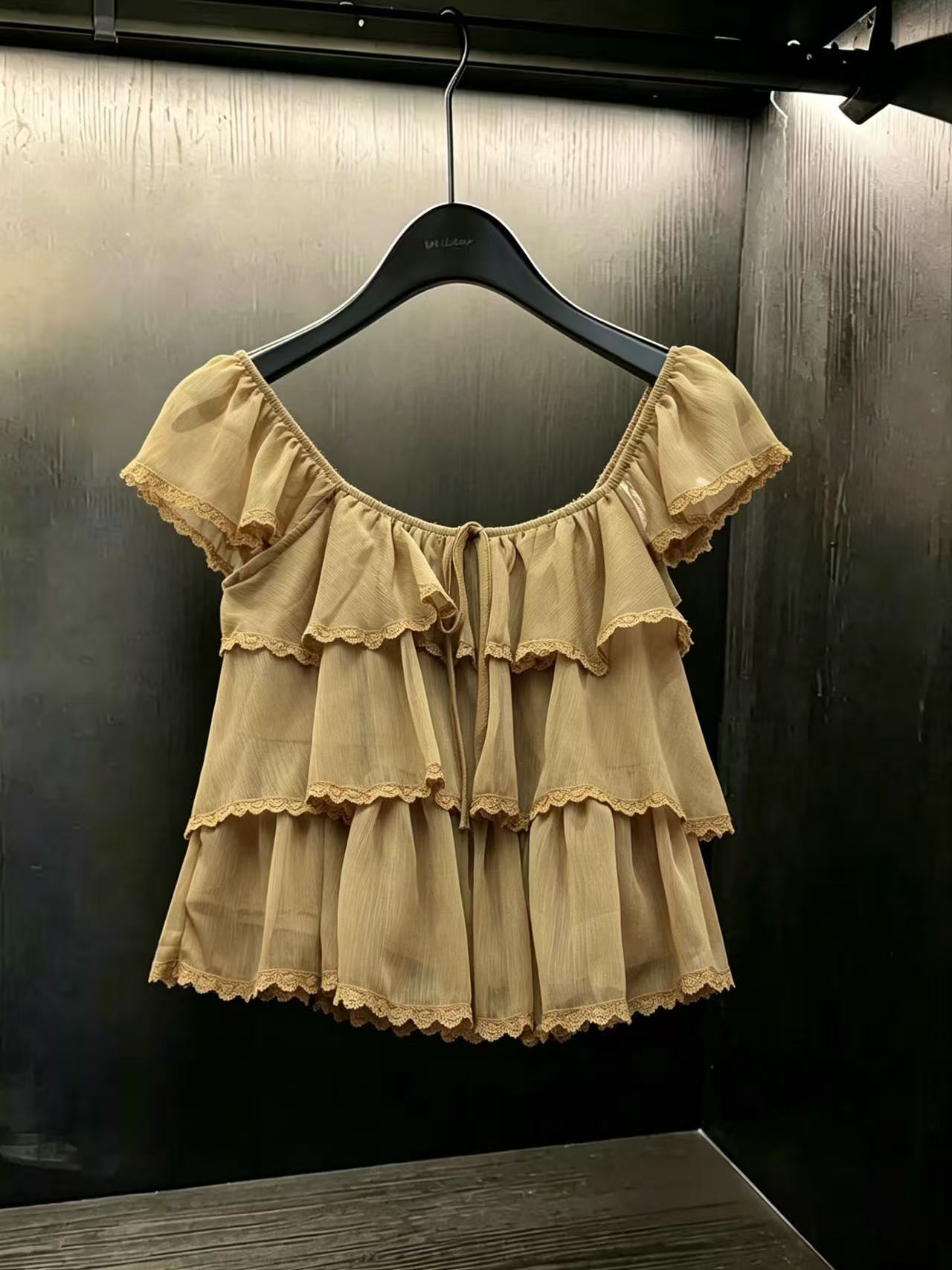 실사 달콤한 자매 작은 날다 소매 레이스 측면 거즈 작은 셔츠 여성 여름 미니멀리즘 다용도 풀오버 슬림해 보이는 캐주얼 맨위 chic