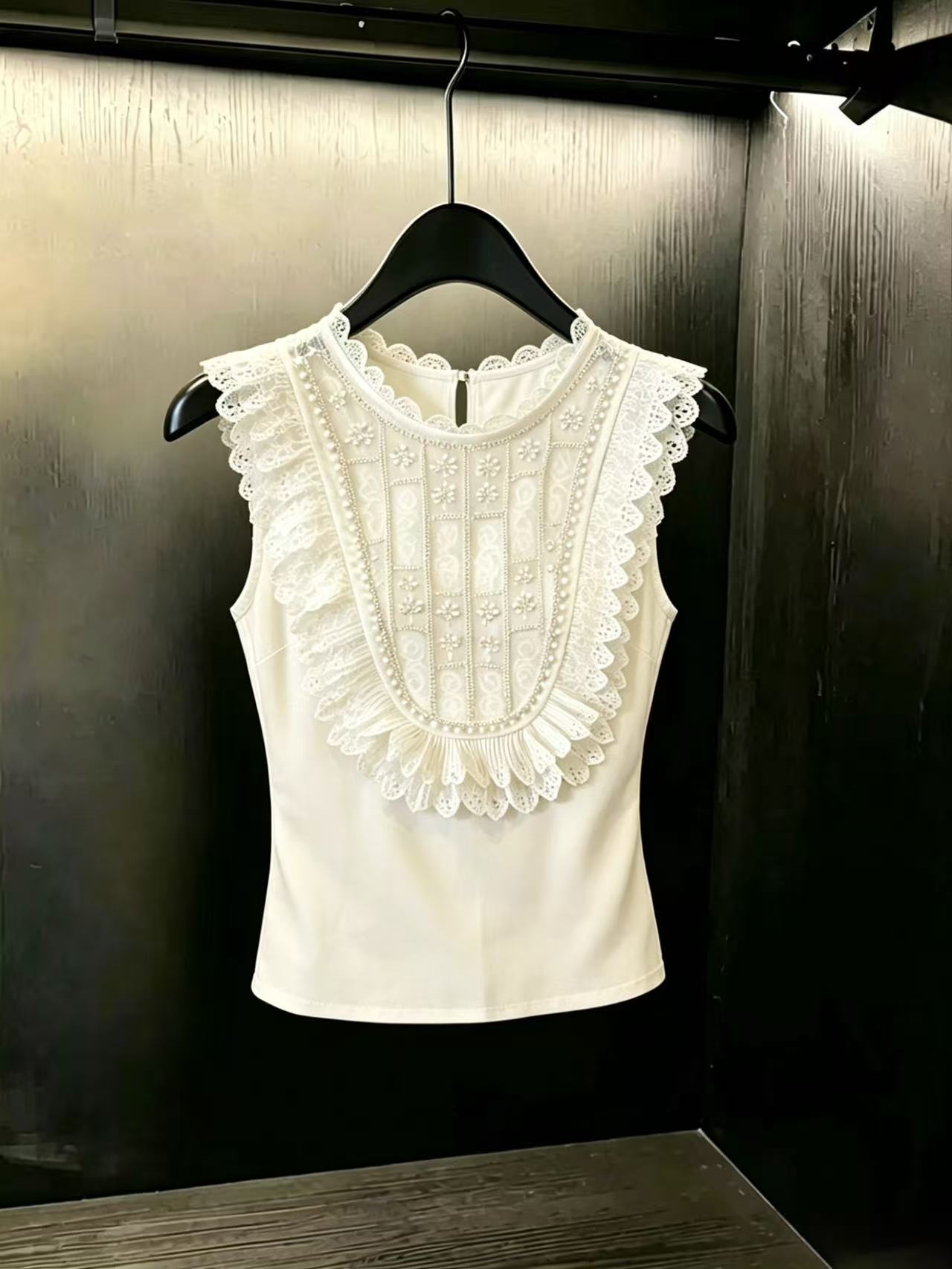 실사 프랑스식 고급 센스 품격 새로운 레이스 레이스 디자인 센스 작은 대중 여성 셔츠 chic