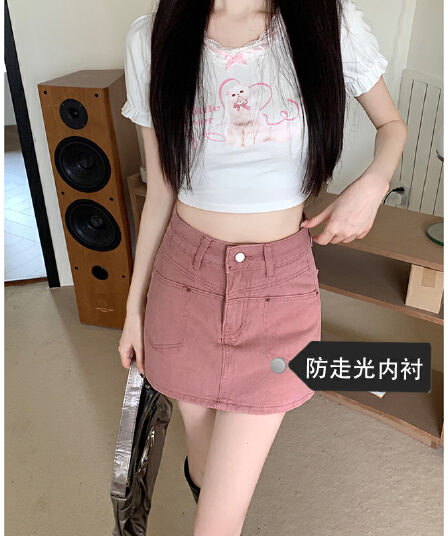 출퇴근 순수한 욕망 바람 ins 반신 데님 미니 스커트 여성 봄 여름 새로운 하이웨이스트 한 마디 슬림해 보이는 데님 반신 스커트 트렌디