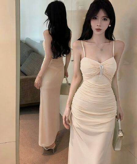 순수한 욕망 바람 핫걸 망사 슬립 여성 드레스 여름 몸매 가꾸기 허리 수축 품격 섹시함 타이트 스커트 인어 꼬리 길다 치마