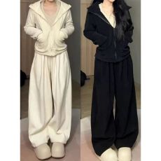 批发茶系高级感运动服套装女<b class='q'>春</b>秋学生宽松韩版时尚卫衣休闲两件套跑步