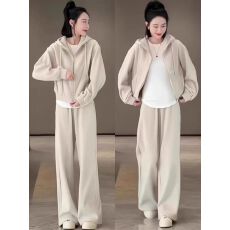 批发高级感时尚运动套装女<b class='q'>春</b>秋季显瘦宽松韩版学生连帽卫衣休闲两件套