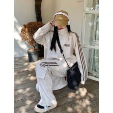 批发盐系ootd<b class='q'>运动服</b>套装女秋季新款慵懒风<b class='q'>宽松</b>卫衣时尚工装两件套学生