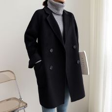 批发黑色毛呢外套大衣女2026年新款高端中<b class='q'>长款</b>时尚气质小个子毛呢外套