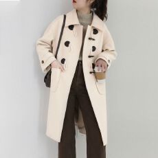 批发加厚龙凤呢 牛角扣毛呢外套女中<b class='q'>长款</b>秋冬韩版学院风加厚呢子大衣