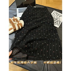 批发无D推荐!新年氛围感穿搭!毛绒绒的彩纱A字裙显瘦垂感半身裙