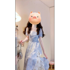 批发实拍  风传花信  大码夏季新款法式甜美立体印花拼接A字摆连衣裙