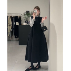 批发韩系小香风高领长袖打底衫配马甲背心花苞<b class='q'>连衣裙</b>两件套装