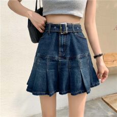 批发百褶牛仔裙女夏季2026新款小个子辣妹<b class='q'>春秋</b><b class='q'>短裙</b>大码a字半身裙子潮