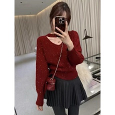批发韩系设计感挂脖露肩<b class='q'>针织</b>衫今年流行的爆款女装冬季新款收腰上衣潮