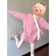 批发2026超火穿搭一整套独特超好看温柔风V领针织开衫<b class='q'>镂空</b>半裙两件套