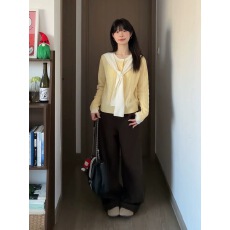 批发韩系黄色披肩长袖针织<b class='q'>开衫</b><b class='q'>女</b>春季休闲百搭修身显瘦小个子短款上衣