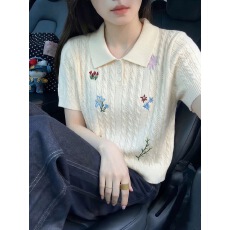批发淡人高知穿搭polo衫<b class='q'>短袖</b>t恤女2026新款夏季气质白色内搭miu系上衣