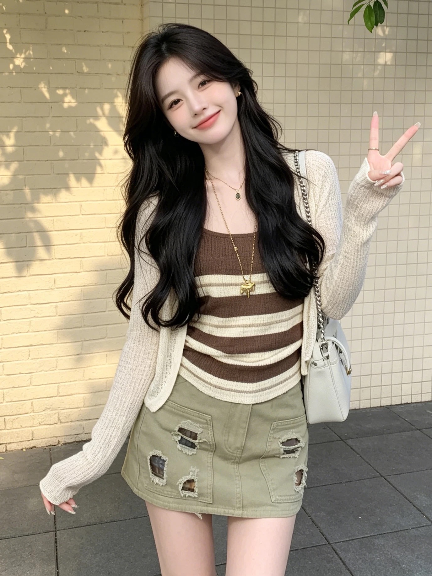 2026 여름 새로운 고유 한 자이언트 잘 생긴 스트라이프 캐미솔 자외선 차단 니트 오픈 가디건 아름다운 두 조각 여성 세트
