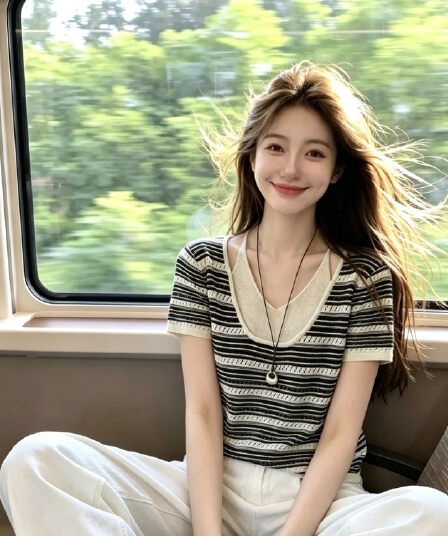잠금 해제 작은 대중 스타일 한 부서 페이크 레이어드 스트라이프 반팔 니트 맨위 여성 여름 외국 가스 슬림해 보이는 티셔츠 작은 셔츠