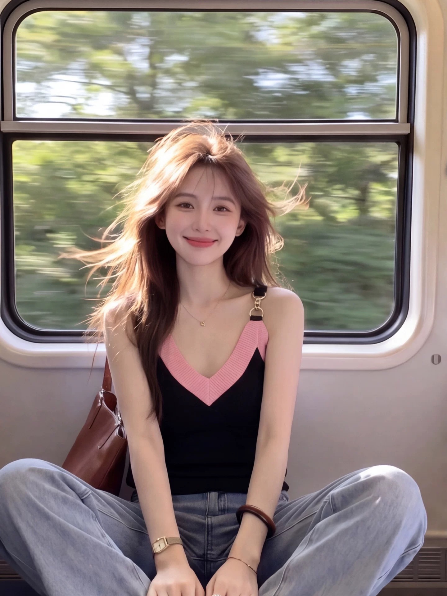 아메리칸 핫걸 바람 배색 V넥 니트 캐미솔 여름 새로운 외출용 슬림해 보이는 그레이트 봐 의류