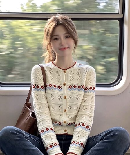 2026 가을 새로운 오픈 가디건 스웨터 여성 의류 한 부서 배색 니트 스웨터 다용도 캐주얼 재킷