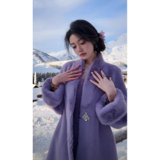 批发2025新款雅乔禾<b class='q'>木</b>暖心冬季保暖环保皮草皮毛一体外套爆款毛毛大衣