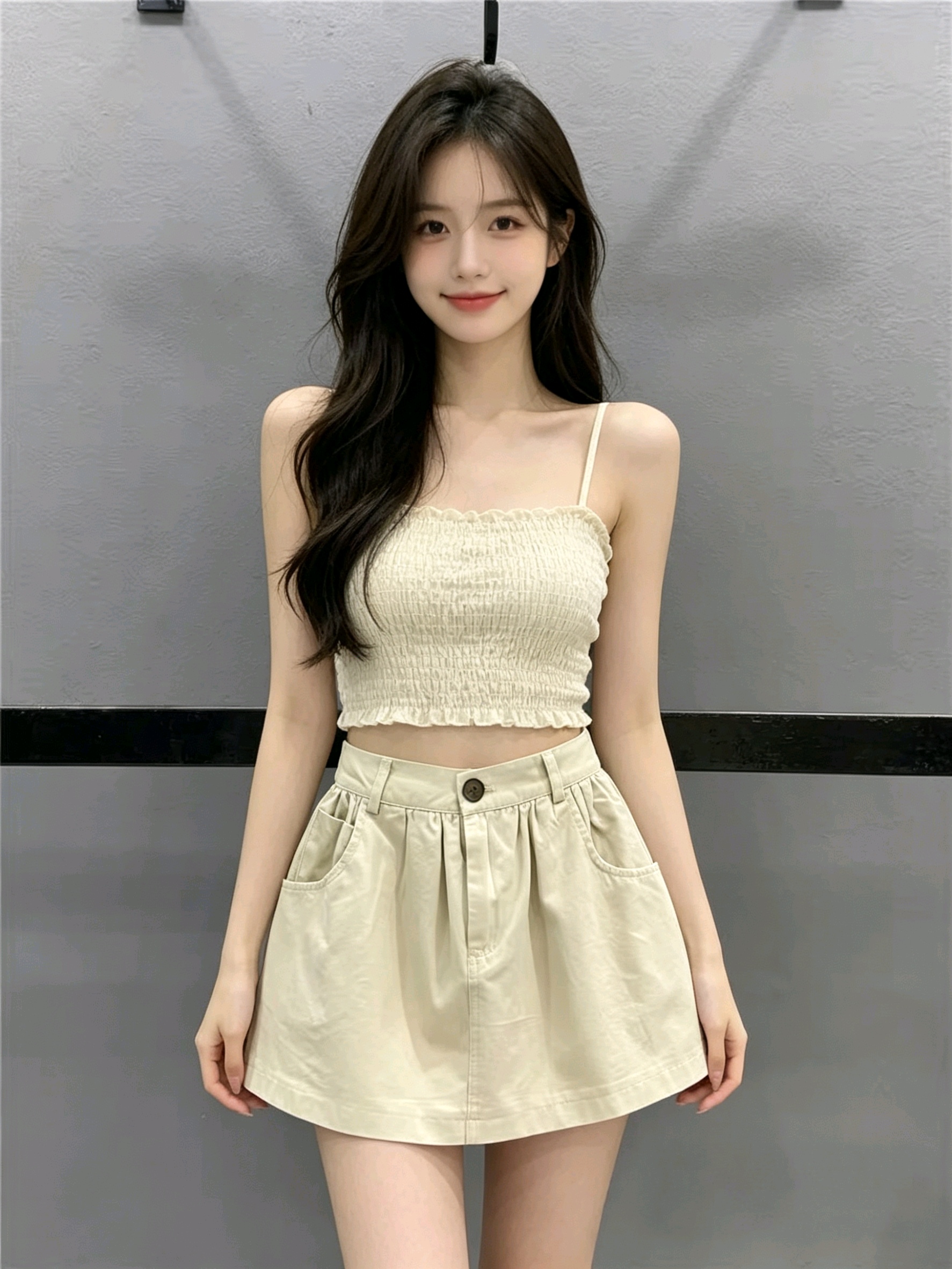 레트로 핫걸 워시 물 면 캐주얼 미니 스커트 여성 2026 여름 노출 방지 하이웨이스트 슬림해 보이는 한 마디 퍼프 반신 스커트