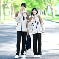 批发出货中实拍#情侣装<b class='q'>秋</b>冬季BF风冲锋衣外套套装学生班服三件套