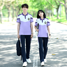 批发大量 实拍#<b class='q'>情侣装</b>夏季套装学生班服运动会短袖T恤校服套装