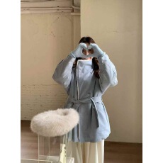 批发IVY艾薇冬季新款韩系系带收腰显瘦撞色立领<b class='q'>双面</b><b class='q'>羊绒</b>外套毛呢<b class='q'>大衣</b>