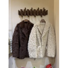 批发皮毛一体毛毛西装外套女2025冬季环保慵懒风羊羔毛皮草大衣中长款