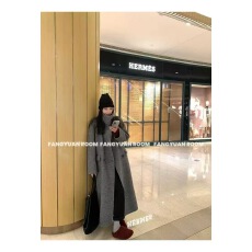 批发2025秋冬新款高级感韩版立领系带中长款毛呢外套高品质