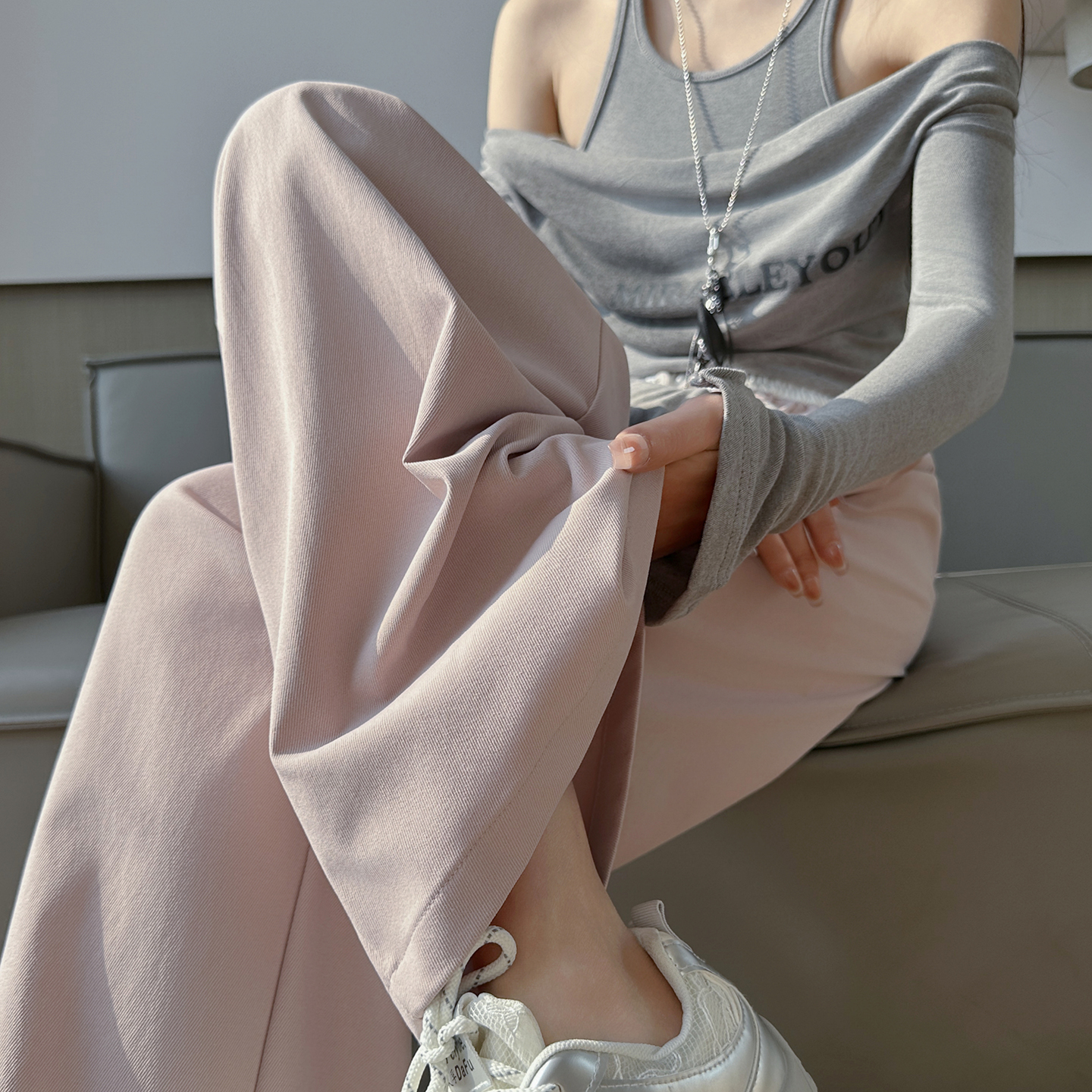 도파민 풍선 바지 여성 2026 봄 여름 새로운 봄 가을 루즈핏 넓은 다리 도루 센스 스트레이트 캐주얼 운동 바지