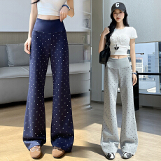 批发韩版时尚气质波点直筒裤女2026新款高腰显瘦<b class='q'>百搭</b>洋气休闲阔腿裤潮