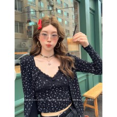 批发网图繁花 bm风碎花吊带背心长袖<b class='q'>开衫</b>套装女秋新款甜辣两件套