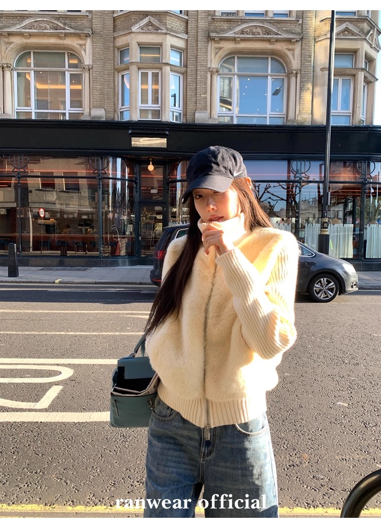 인터넷 그림 수렴성의 골짜기 수신 전화 아주 사랑해. 작은 대중 레트로 니트 패치워크 반지 바오 모피 페이크 레이어드 모피 재킷