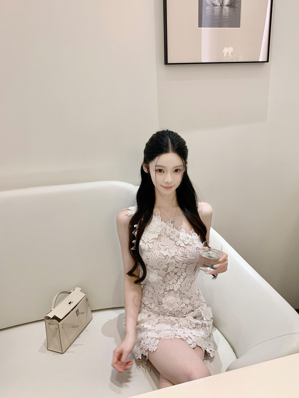 인터넷 그림 3 차원 꽃 레이스 숄더백 치마 고급 센스 드레스