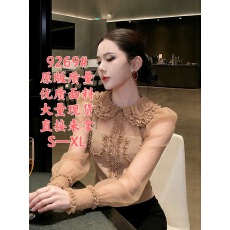 批发卡其色<b class='q'>波点</b>假两件上衣女2026春季气质高级感法式小资百搭<b class='q'>雪纺</b><b class='q'>衬衣</b>