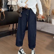 批发2026春季新款九分老爹<b class='q'>牛仔</b>裤女显瘦洋气<b class='q'>哈伦</b>裤大码薄款遮肉阔腿裤