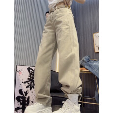 批发2026春季新款工装牛仔裤女大码显瘦窄版直筒拖地裤遮肉减龄阔腿裤