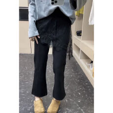 批发春季新款时尚<b class='q'>高腰</b>微喇休闲裤2026大码显瘦遮肉百搭字母九分喇叭裤