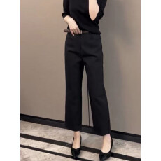 批发2026年春季新款<b class='q'>大码</b>女九分直筒西<b class='q'>装</b><b class='q'>裤</b>宽松显瘦百搭弹力休闲法棍<b class='q'>裤</b>