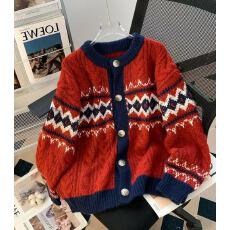 批发韩国东大门复古麻花<b class='q'>毛衣</b>外套<b class='q'>女</b>秋冬季慵懒风费尔岛针织打底<b class='q'>开衫</b>