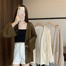 批发新款<b class='q'>镂空</b>防晒<b class='q'>针织</b>开衫女夏季薄款毛衣<b class='q'>罩衫</b>上衣宽松慵懒外套